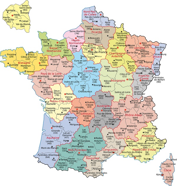 Carte des départements français