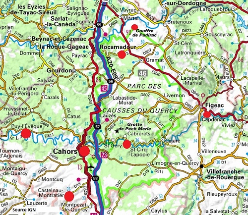 Carte du Lot et du Quercy