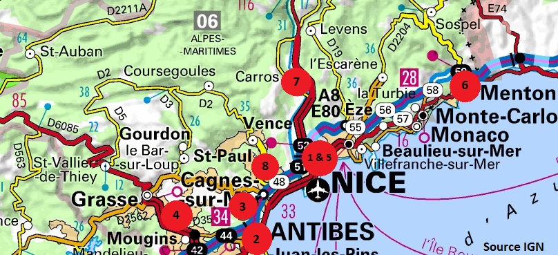 Carte des musées de la Côte d'Azur à visiter