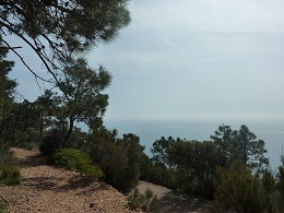 Vue Mediterranee depuis sentier dans le massif Esterel