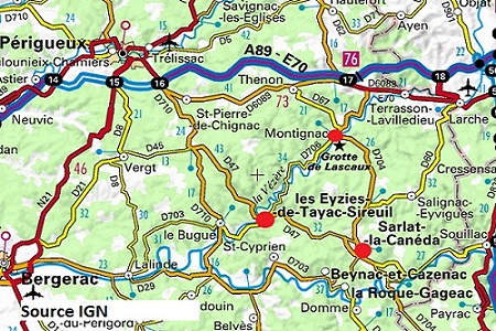 Karte von Périgord Noir Frankreich