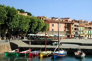 Vacances Collioure - port avec barques de couleurs