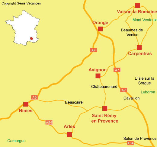 Carte des sites antiques à visiter dans le Sud de la France