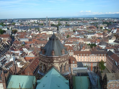 Vue depuis la plate forme de la cathedrale de Strasbourg sur la ville